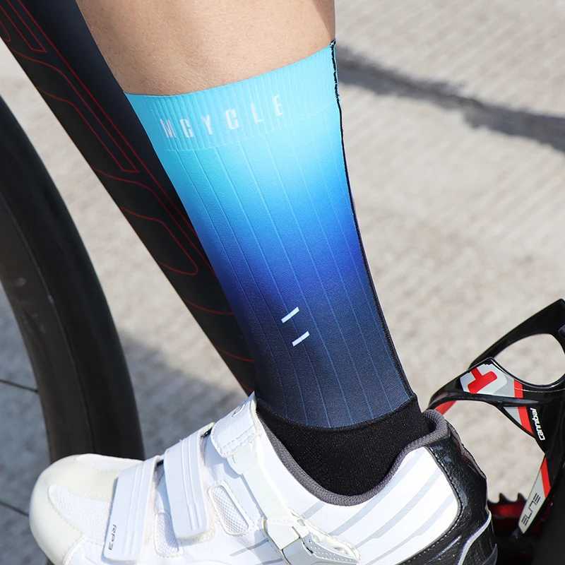 Mcycle Wholesale Compression Sport Socks Running 100 Polyester Bike Bicycle Sock Print Pattern Knitted Aero Cycling SocksW251011