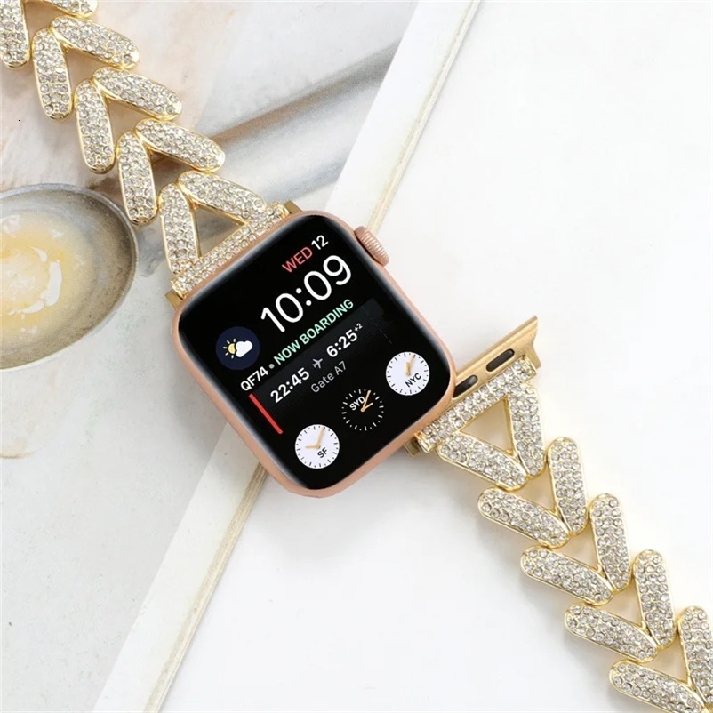 Diamond Metal Strap for Apple Watch 10 Band 46mm 42mm 41mm 4449mm 45mm 40mm Women Belt Bracelet 251010