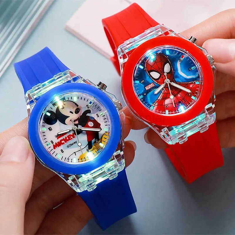 Disney Minnie Watch Mickey Mouse Childrens Flash Light Cartoon Figure Doll Electronic Watch Boys Girls Birthday Gift H251011