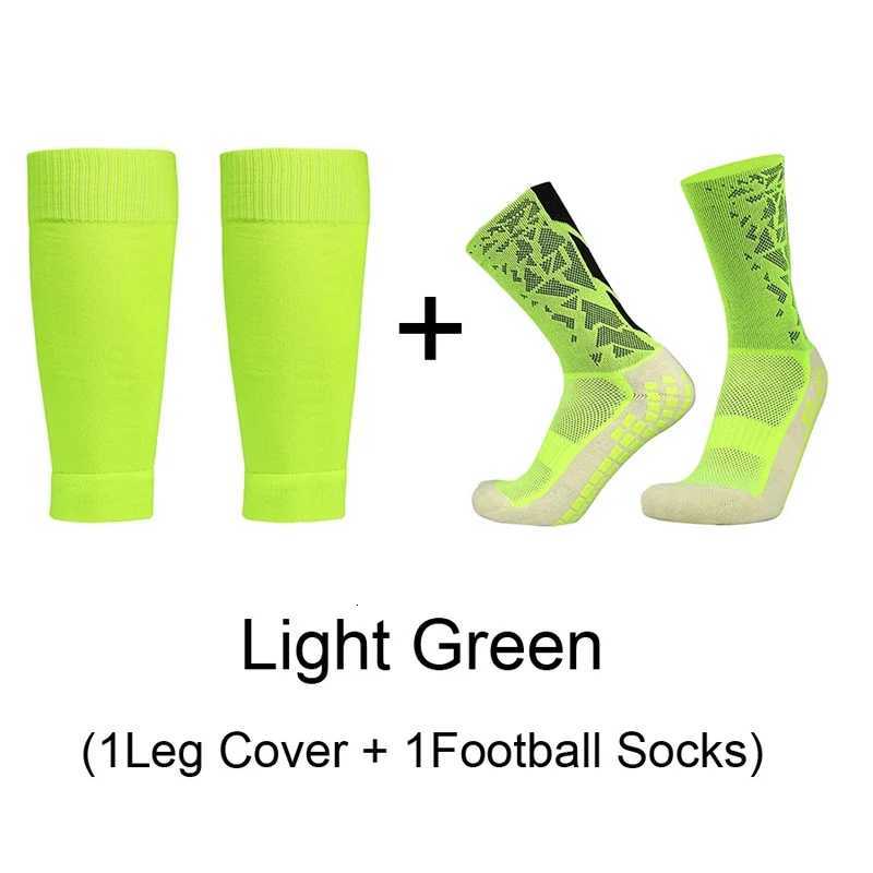 2 Pairs AntiSlip Silicone Bottom Football Socks and Sports Leg Sleeves Set Men Women Breathable Soccer Cycling Sports SocksW251011