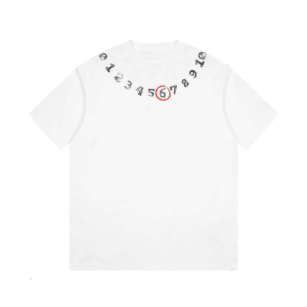 Maisons Margeila Shirt Mm6 Digital Number Print Short Sleeve Mens Street Hip Hop Retro Graphic Masion Margela Shirts Loose Casual Round Neck Malsonmarglela Tee E6d