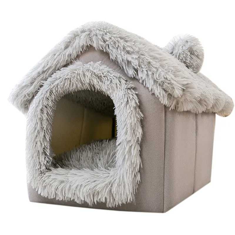 Medium Kennel Indoor Soft Comfortable Puppy House Removable Small Dog Bed Cave Winter Warm Pet Sleeping Mat Portable