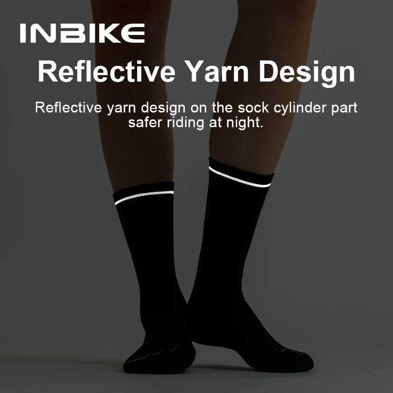 INBIKE Cycling Socks Antislip Socks for Men and Women Reflective Cycling Breathable Outdoor Sports Running and Cycling SocksW251011