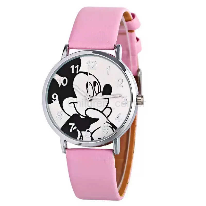 Disney Mickey Cartoon Childrens Watch Fashion Watch PU Leather Strap Quartz Watch Boys and Girls Student Birthday Gift H251011