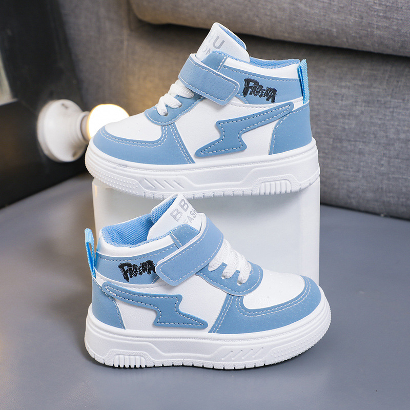 Children's high top board shoes breathable wear-resistant leather surface waterproof girls' casual shoes boys' sports shoes HOT - view 8