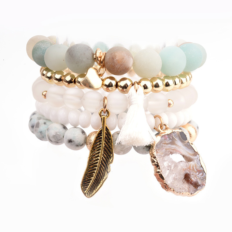 Fashion Boho Natural Stone Beaded Bracelet Jewelry Multi 6pc Stack Bracelet Bangle Sets For Women Gift 240528