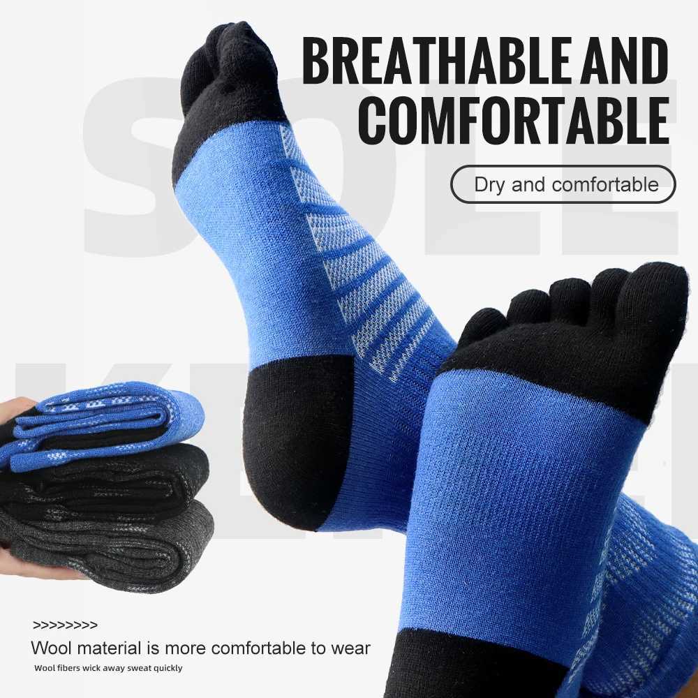 WRELS 13 Pairs Merino Wool Thermal Socks Men Moisture Wicking Thicken Warm Ski Hiking Cushioning Compression Sports Toe SocksW251011