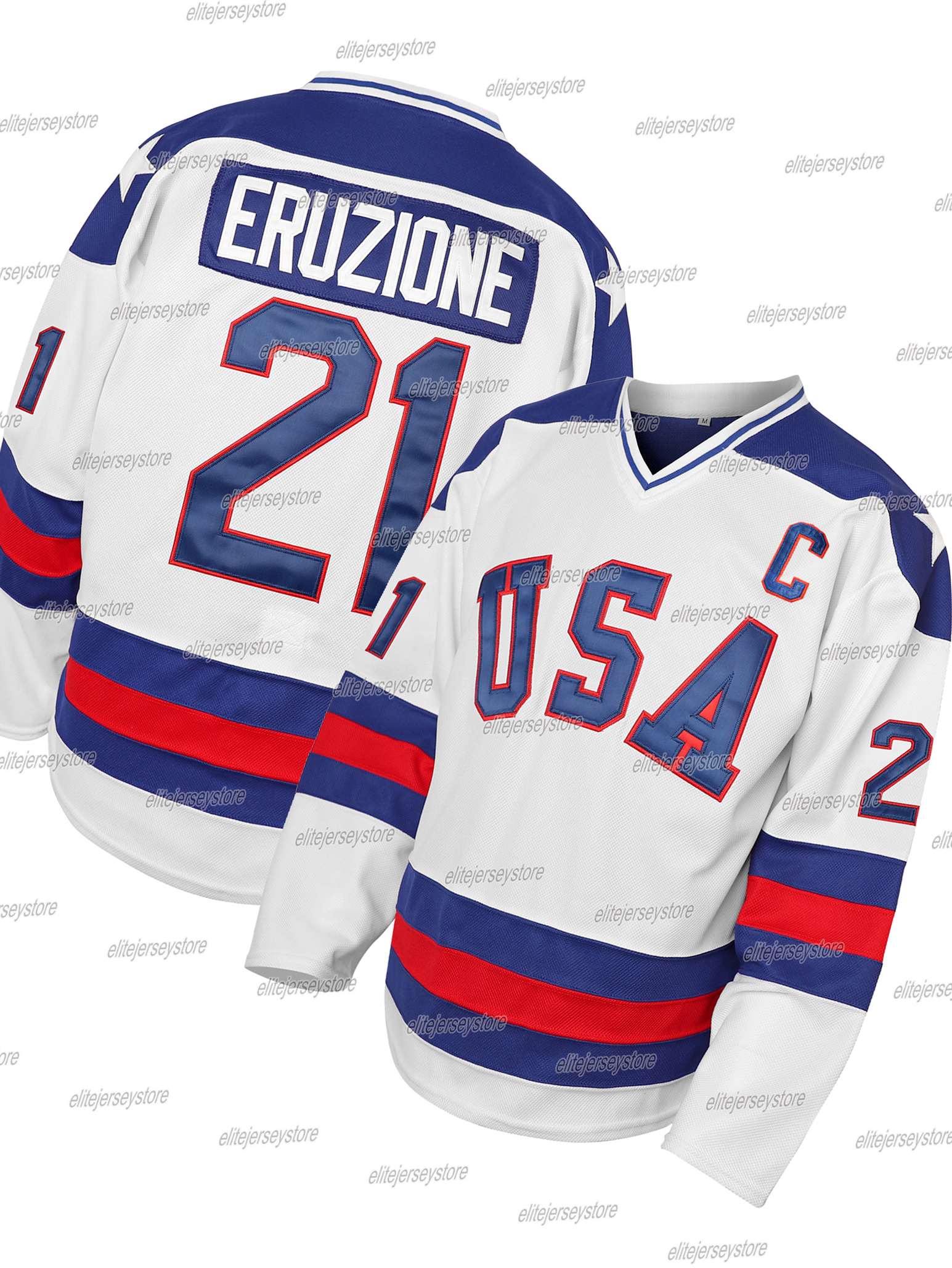 In Stock Men's 1980 USA Hockey Jersey 96 CONWAY 21 Eruzione 30 Craig 17 Ocallahan Stitched Fast Shipping Polyester Retro Classic Sportswear Hockey Jerseys