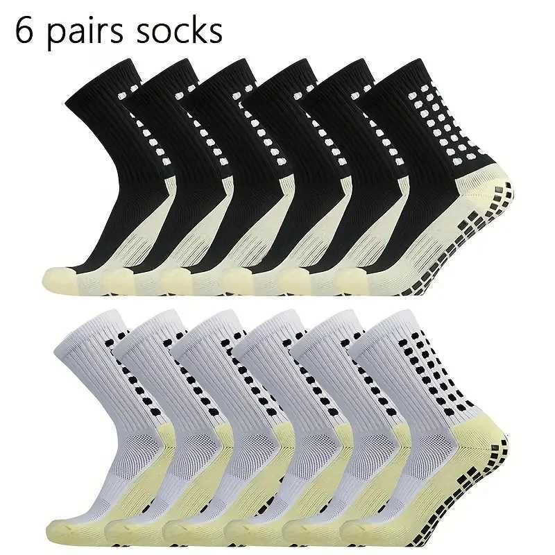 6 Pairs Professional Silicone Nonslip Football Socks Men Women Breathable Outdoor Sports Soccer Grip SocksW251011