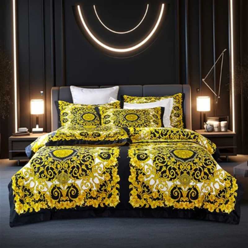 Luxury Modern Style Digital Printing Cotton Fabric Bedding Set Duvet Cover Linen Fitted Sheet cases Home Textile H251011