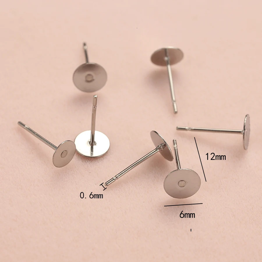 200pcslot Hypoallergenic Stainless Steel Earrings Studs Blank Base Post Ear Pins Findings Back For Diy Jewelry Making Parts 251008
