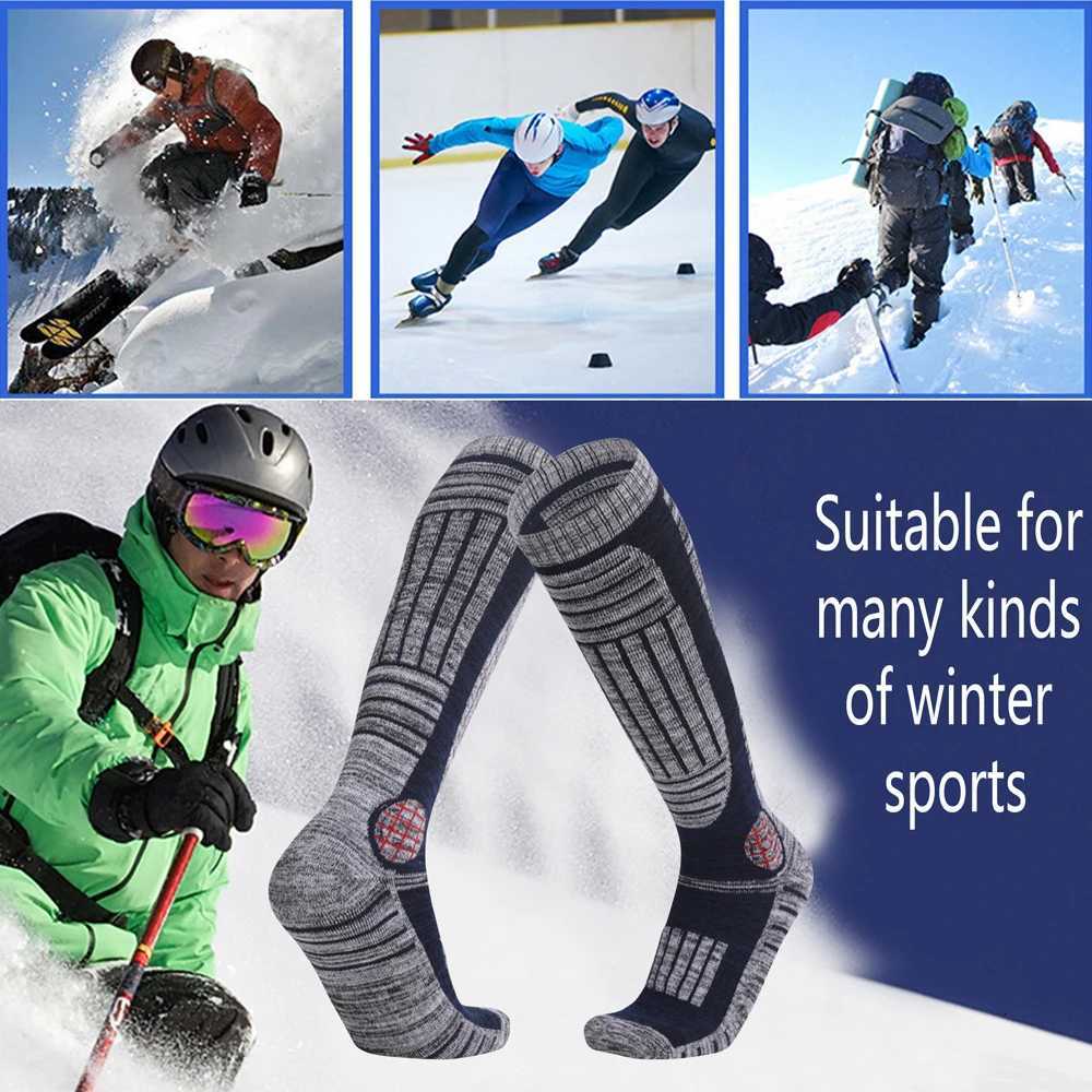 1 Pair Thermal Winter Cotton Men Women Ski Socks High Elastic Sports Socks Snowboarding Cycling Adult Skiing Thicker Leg WarmW251011