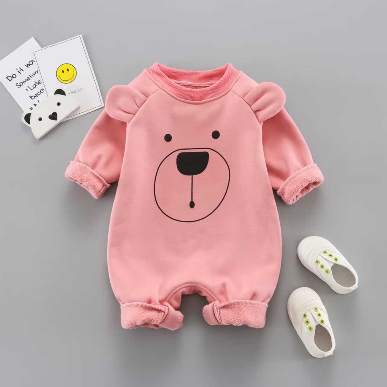 Baby jumpsuit with fleece hoodie for outdoor climbing