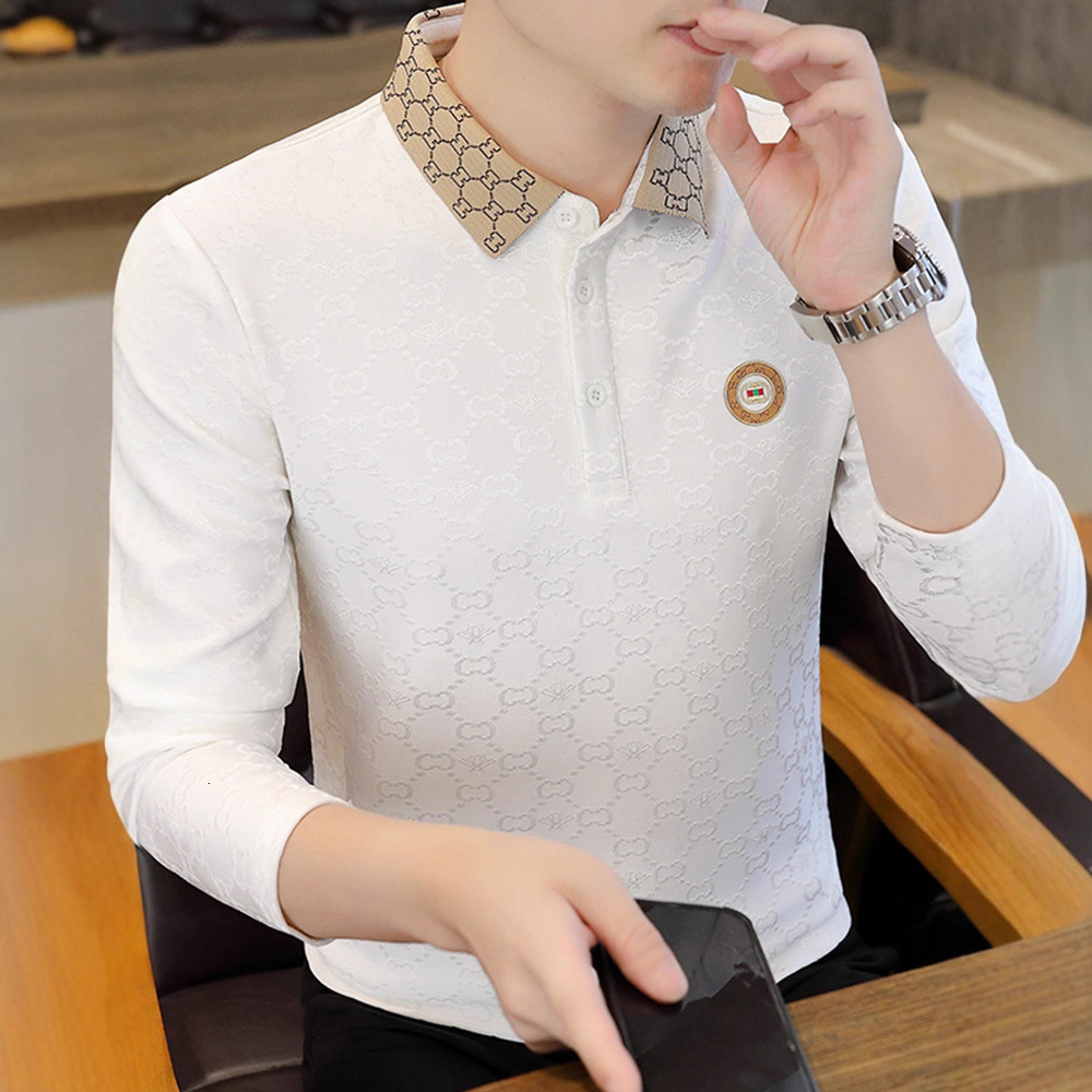 Long Sleeve T-shirt Spring Designer Shirt Designer Hoodie Autumn Men's Trendy Casual Business Turn-down Collar Polo Shirt High-end Collared Men&#