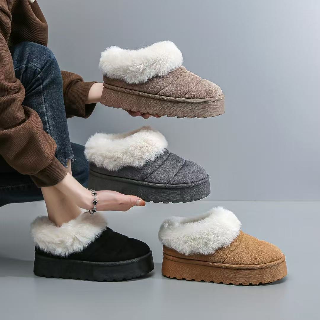 Chic Womens Winter Footwear: Warmth Enhanced by Soft Fleece and Durable Thicker Cotton Construction