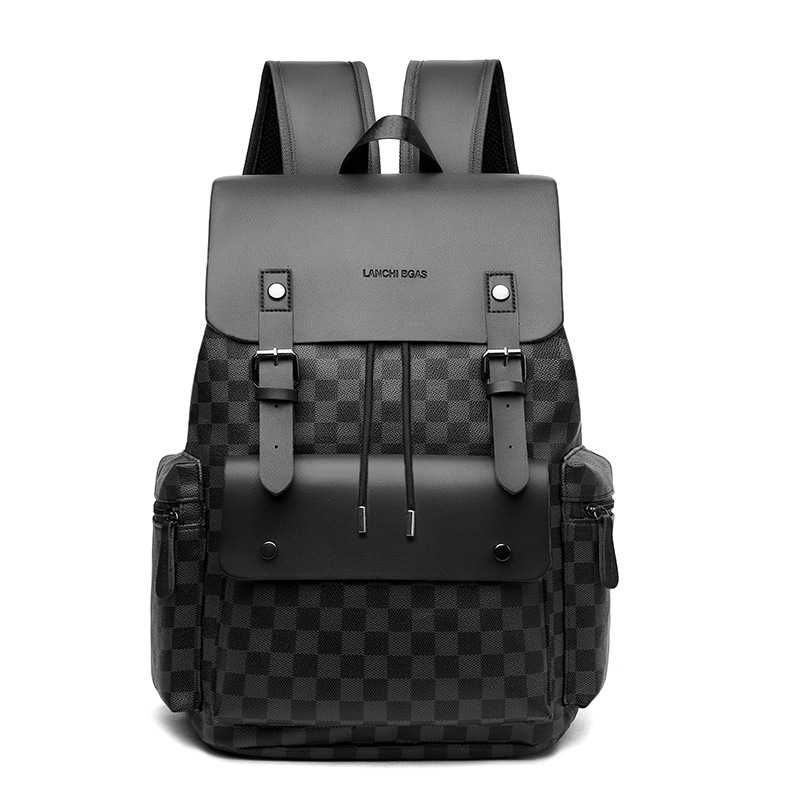 Free Shipping Backpack Men Plaid Commuting Leisure Office Backpack Large Capacity Business Travel Business Work Computer Bag