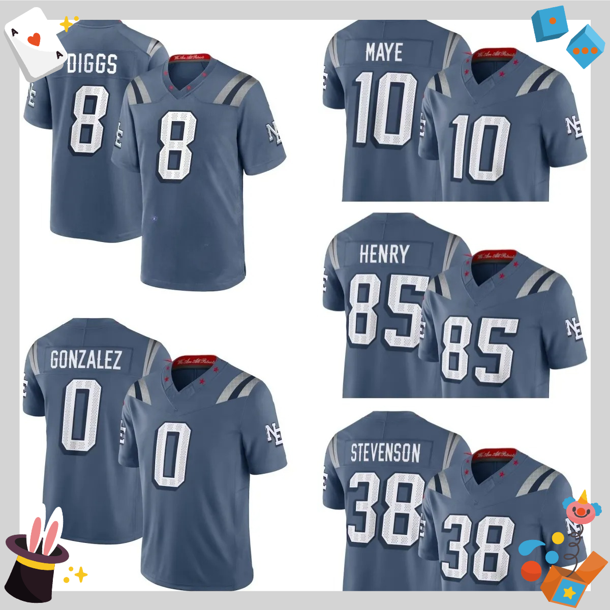 NFL Patriots Drake Maye Christian Gonzalez Hunter Henry Rhamondre Stevenson Stefon Diggs 2025 Rivalries Collection Limited Jersey