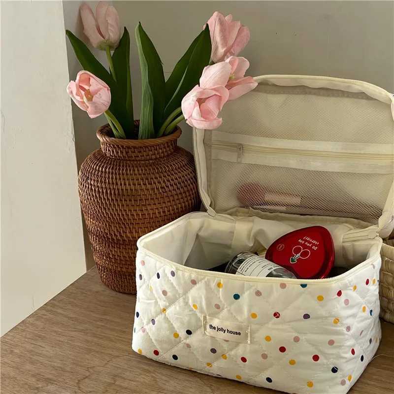Large Capacity Soft Portable Travel Ladies Storage Bag Sweet Cute Polka Dot Wens Cosmetic Bags Fi Square Fem Cluh D251011