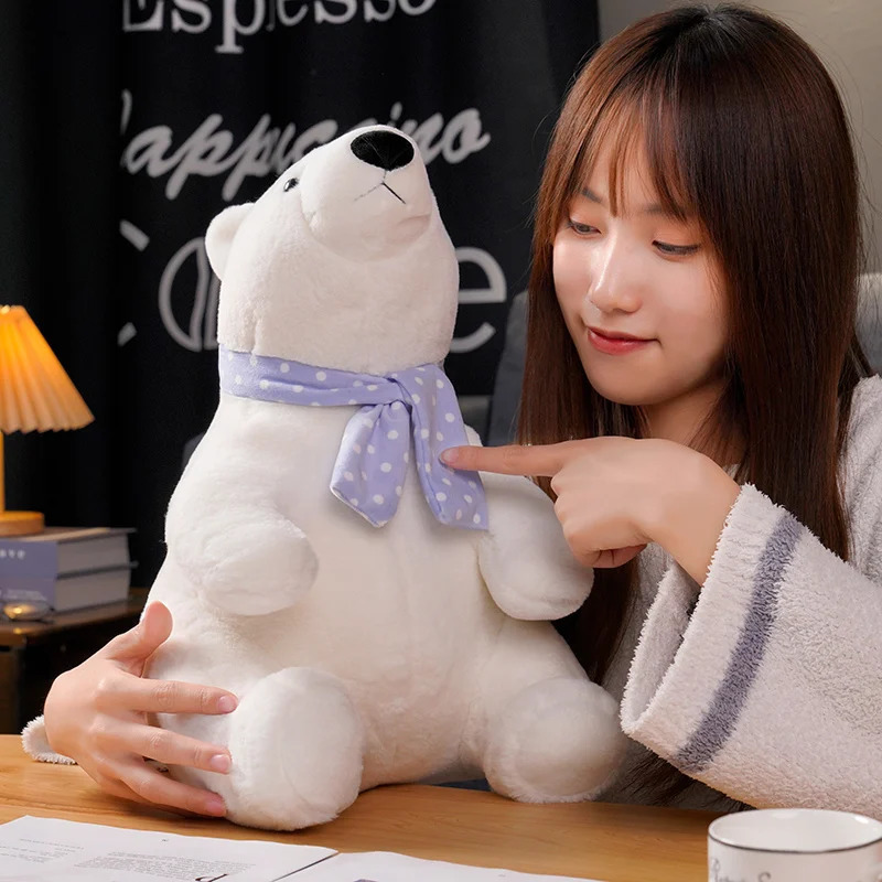 253040cm Lovely Polar Bear Plush Toys Cute Soft White Bears With Scarf Dolls Stuffed Animal Pillow Girls Valentines Gift 251010 T260606