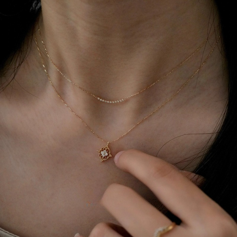Necklace Fine Jewellery Jewellery 925 Sterling Silver Smile Mini Row Cubic Zirconia 1 Collarbone Chain for Daily Wear Special Occasion Gift High Quali