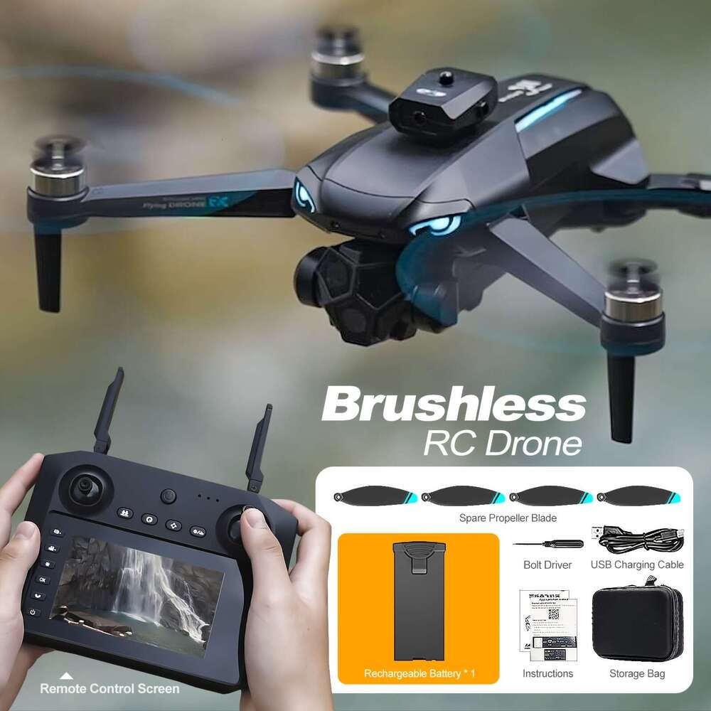 Foldable FPV RC Drone Quadcopter HD Camera Brushless Motors, Smart Obstacle Avoidance, GPS Auto Return Home, Intelligent Follow Me, Big Controller Wit