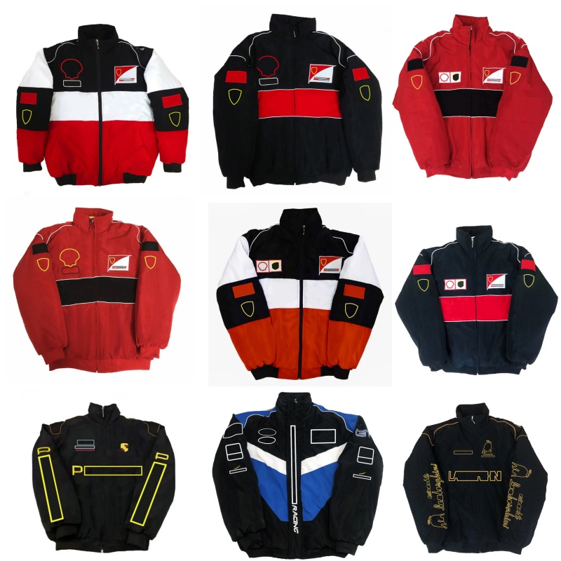 F1 2025 Mens Jacket Formula One racing jacket Vintage winter formula 1 Team Rider car Fans Oversized Full Embroidered Cotton Coats Racing outerwear Warm Jackets top