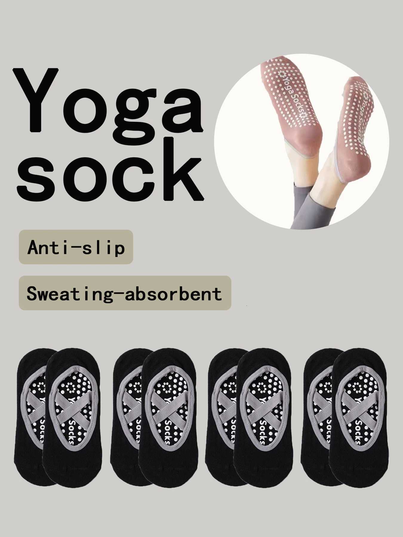 4 Pairs Women Fitness Breathable Yoga Socks Silicone Antislip Ballet Socks Pilates Socks Floor SocksW251011