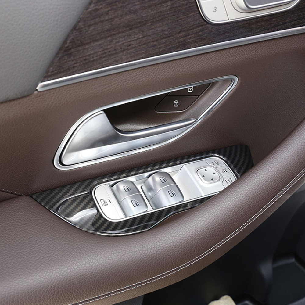 Car Door Window Control Panel Carbon Fiber Cover Molding Door Lock Glass Lift Switch Frame for Mercedes Benz GLS X167 GLE W167 GLE Coupe C167 450 350 