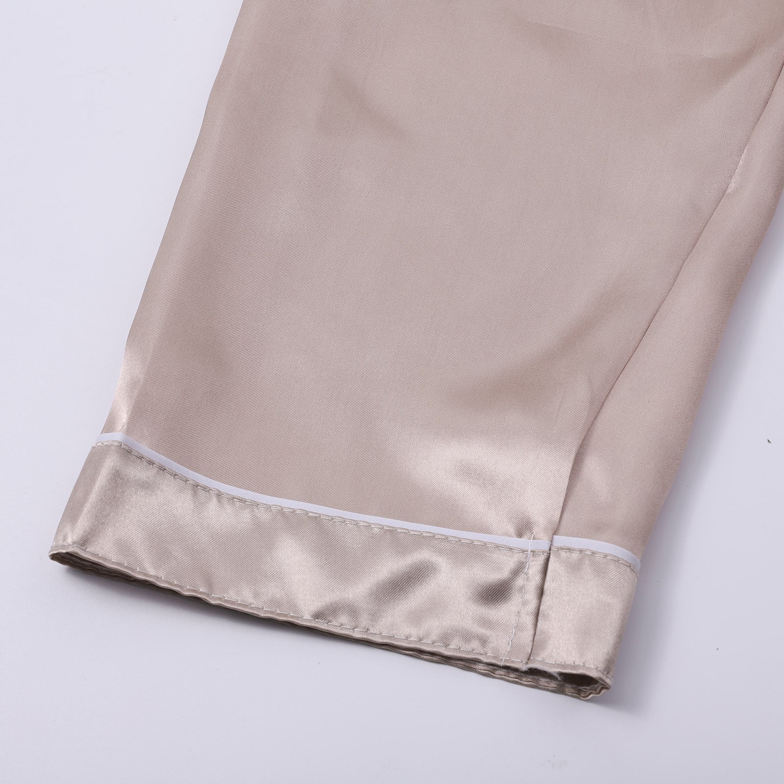 Men's Pajamas with Shirt Two-piece Set Men's Casual Pajamas Long Sleeve Shirt Button-up Silk Satin Pajama Set