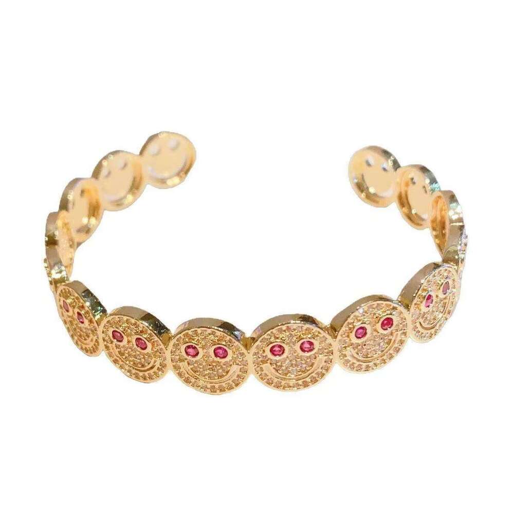 Smiley Face for Women, Ins Fashion Design, Trendy Personality Open Copper Bracelet