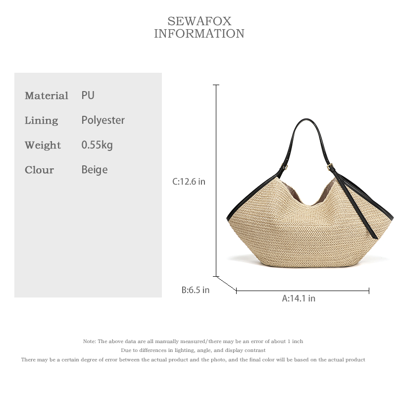 Sewafox Women's Shoulder Bag Fashion Handbag Travel Beach Bag Artistic Tote Bag Suitable for Daily and Travel Use Beige