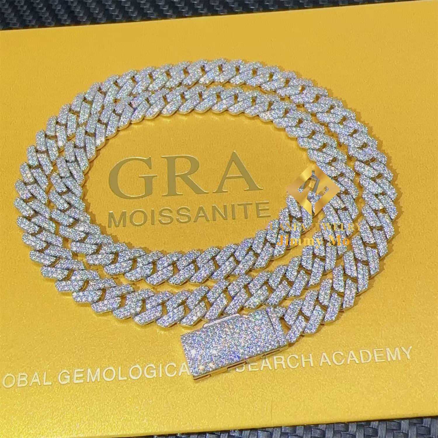 Hot Selling Pass Diamond Tester 8mm Two Rows Pass Diamond Tester Iced Out Hip Hop VVS1 Moissanite Cuban Link Chain Necklace