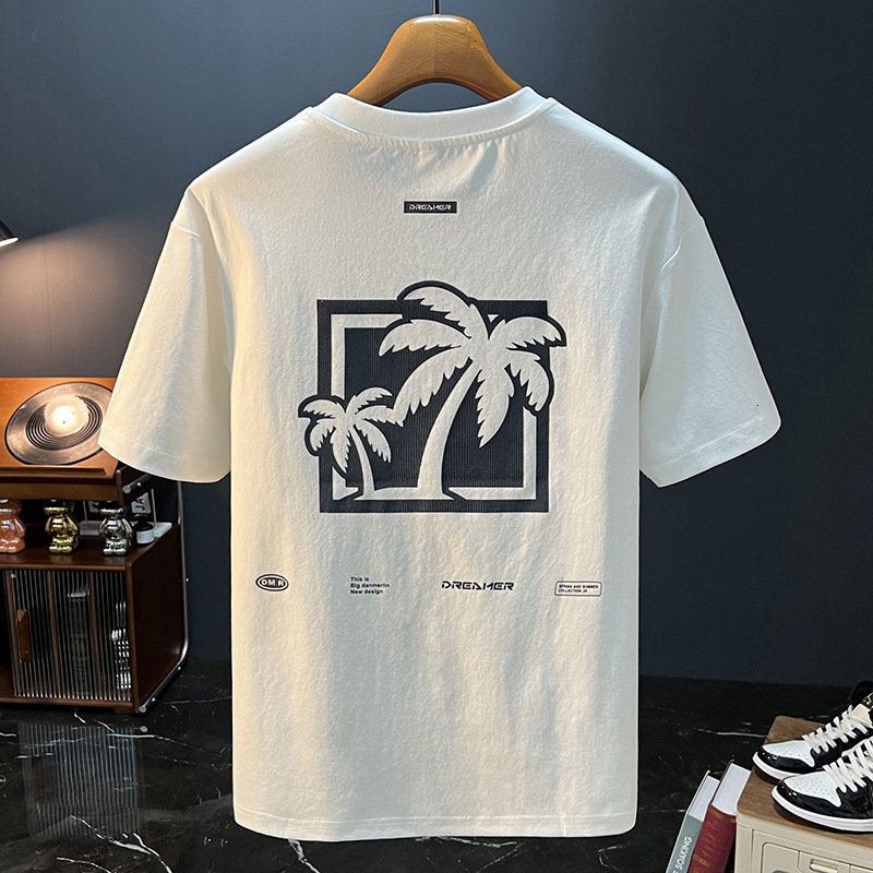 Loose Plus Size Summer Printed Short Sleeve T-shirt For Designer Hoodie Men Trendy Brand Heavyweight Designer Shirt Round Neck Casual Thin Breathable Top
