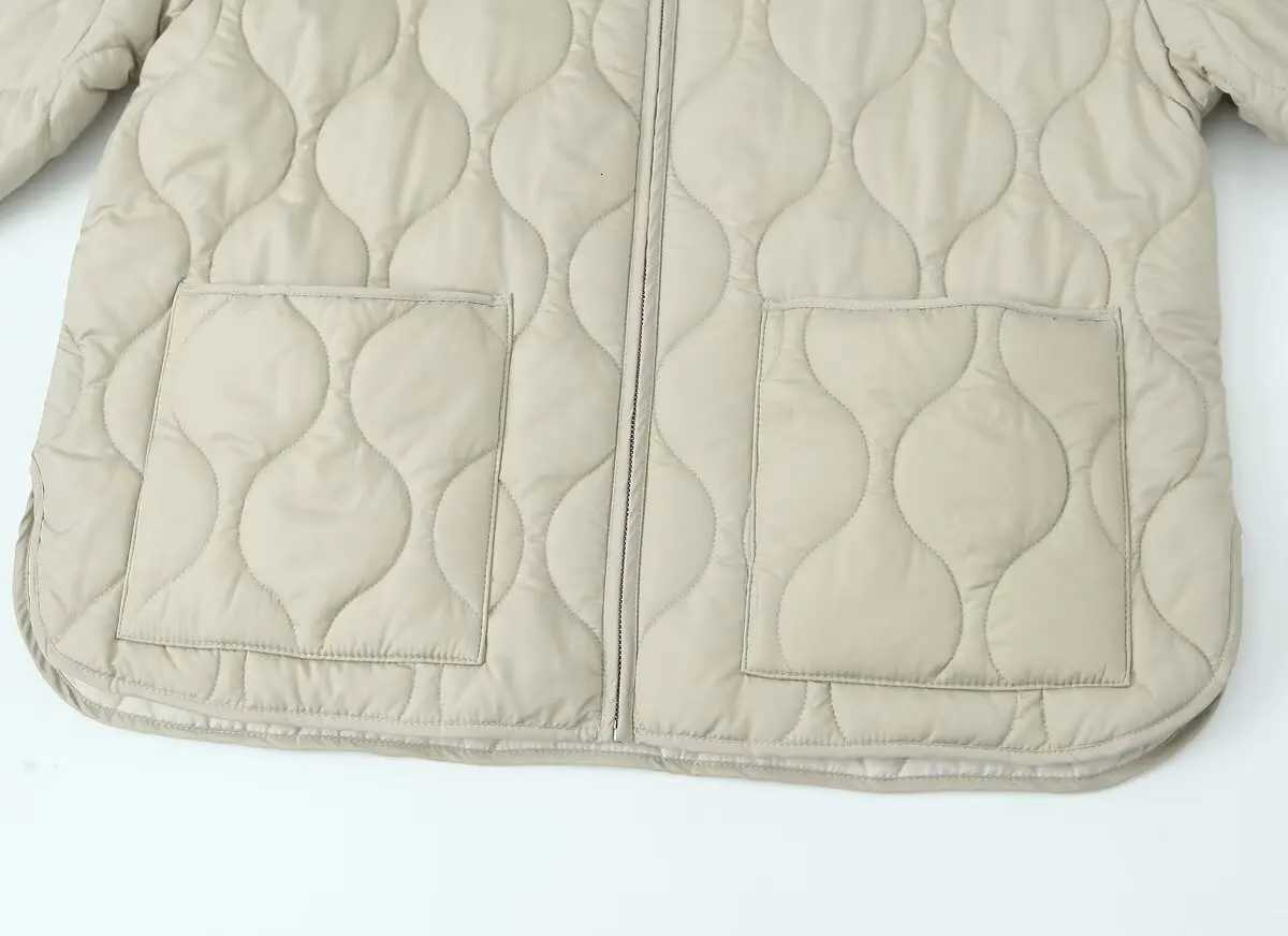 Womens 2025 New Simple Loose Warm Pocket Quilted Cotton Jacket Womens Jacket Cotton ClothesXJ251011
