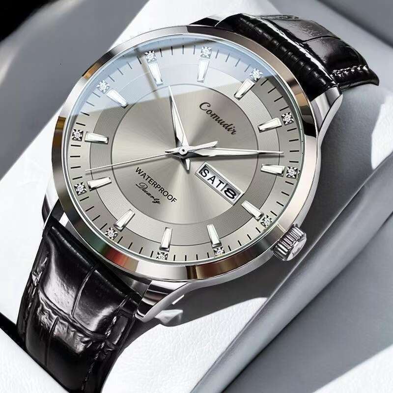 Fully Automatic Imitation Mechanical Watch for Men, Hollow Waterproof Trendy Luminous Dual Calendar