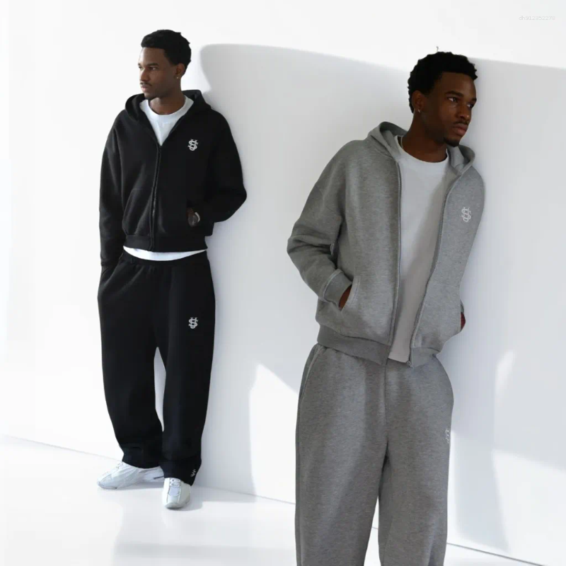 Men's Tracksuits Embroidered Sweatpants Two-piece Set Mens Hip-hop Oversized Casual Zipper Hoodie Tracksuit Men Clothing