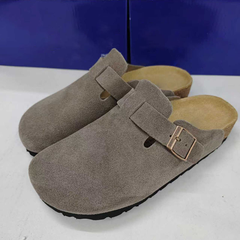 With Box Designer Clogs Arizona Sandals Women Men Mules High Quality Fashion Suede Taupe Summer Slippers Cork Flat Soft Fluffy Black Grey Beach Slide