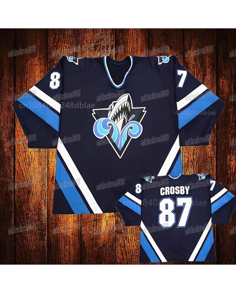 Personalized Custom Rimouski Oceanic Hockey Jersey 87 Sidney Crosby Number Embroidered Letter Number Design Polyester Men's Retro Classic Sportswear