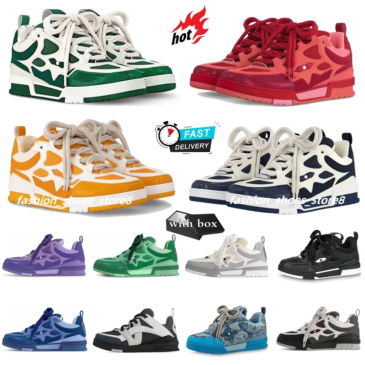 Designer Skate Series Sneakers luxury Men Women Casual Shoes Top quality Calfskin Trainers Leather Abloh Overlays board shoes Platform Sneaker with box Size 35-46