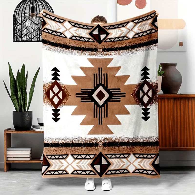 Boho Style Flannel Throw Blanket Colorful AllSeason Soft Blanket for Sofa Travel CampingGift Blanket for Family and Friends C251011