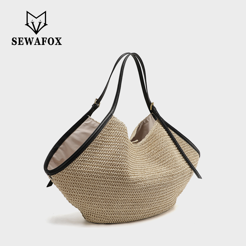 Sewafox Women's Shoulder Bag Fashion Handbag Travel Beach Bag Artistic Tote Bag Suitable for Daily and Travel Use Beige