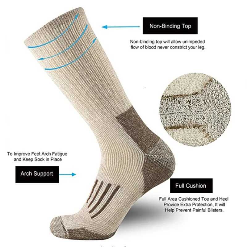 80 Merino Wool Socks For Men Women Thicken Warm Hiking Cushion Crew Socks Merino Wool Sports Socks Moisture Wicking Euro SizeW251011