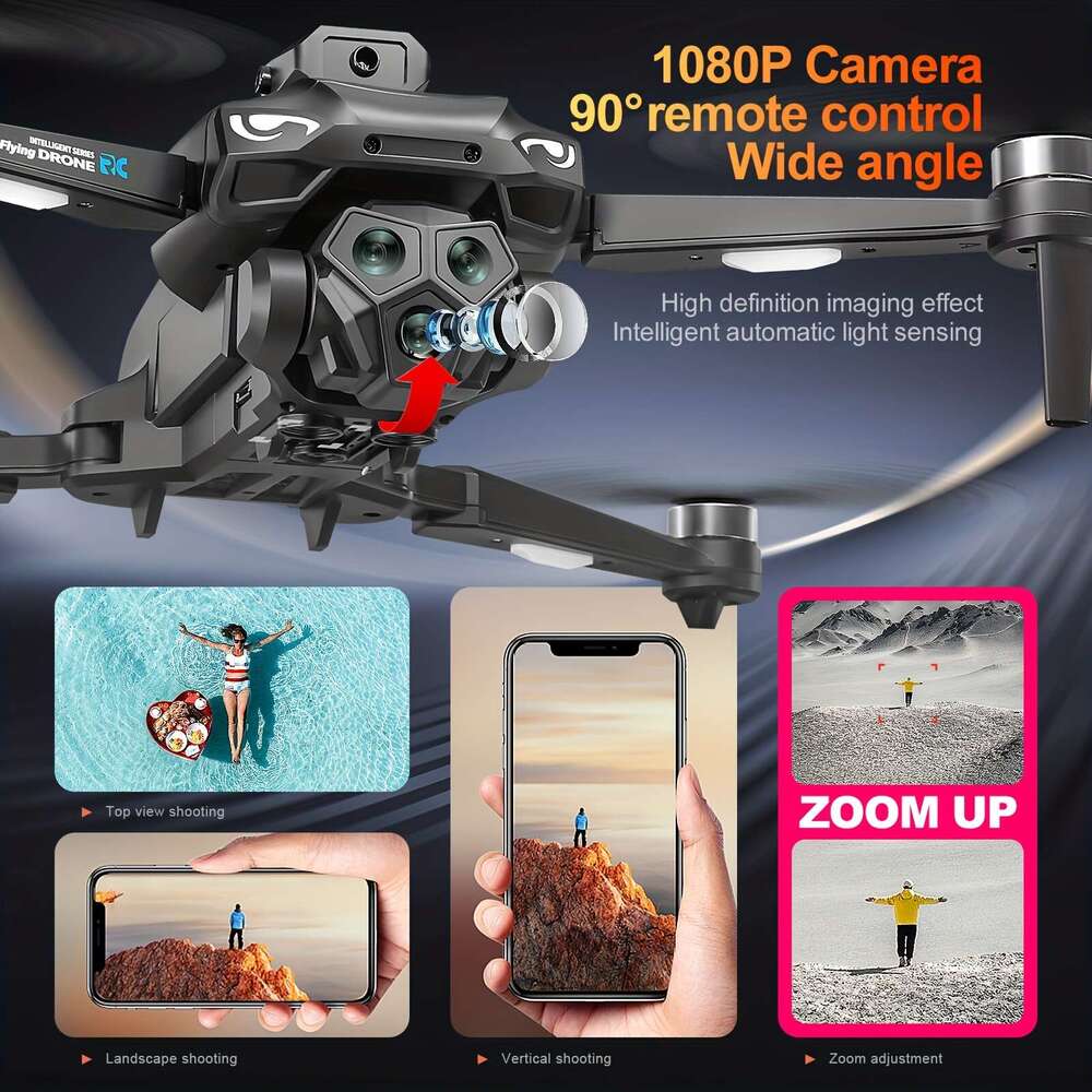 Foldable FPV RC Drone Quadcopter HD Camera Brushless Motors, Smart Obstacle Avoidance, GPS Auto Return Home, Intelligent Follow Me, Big Controller Wit