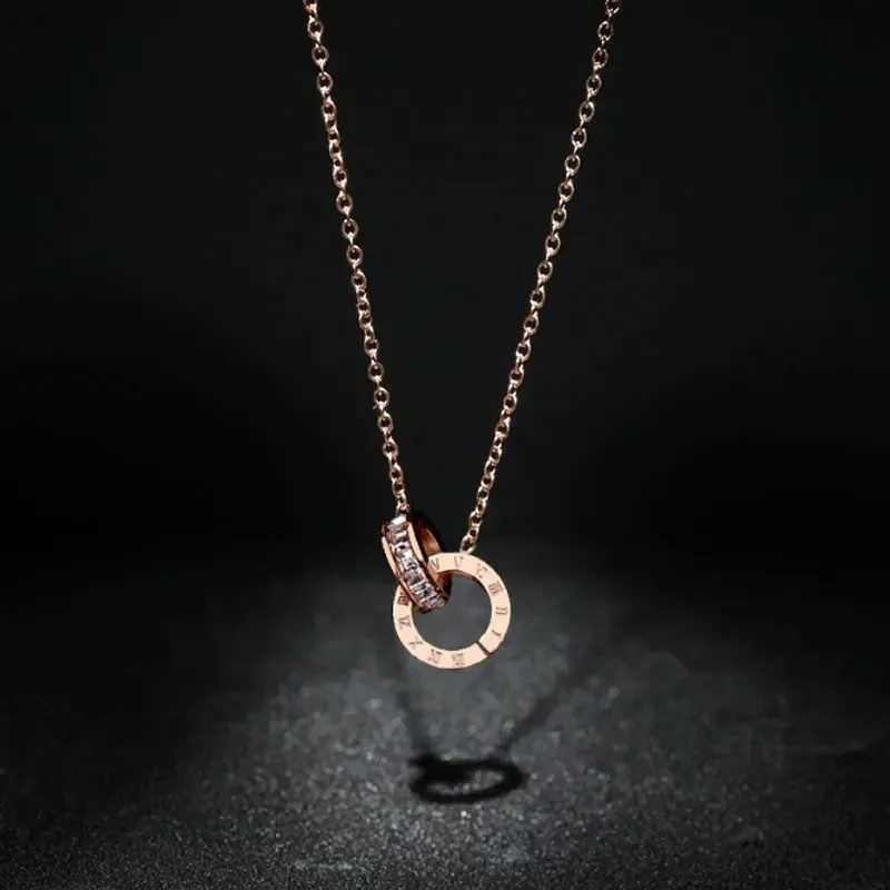 Classic Design Famous Brand Roman numerals Pendant Necklace For Woman Titanium Steel Woman Necklace Luxury Jewelry Female Top Qu Z251011