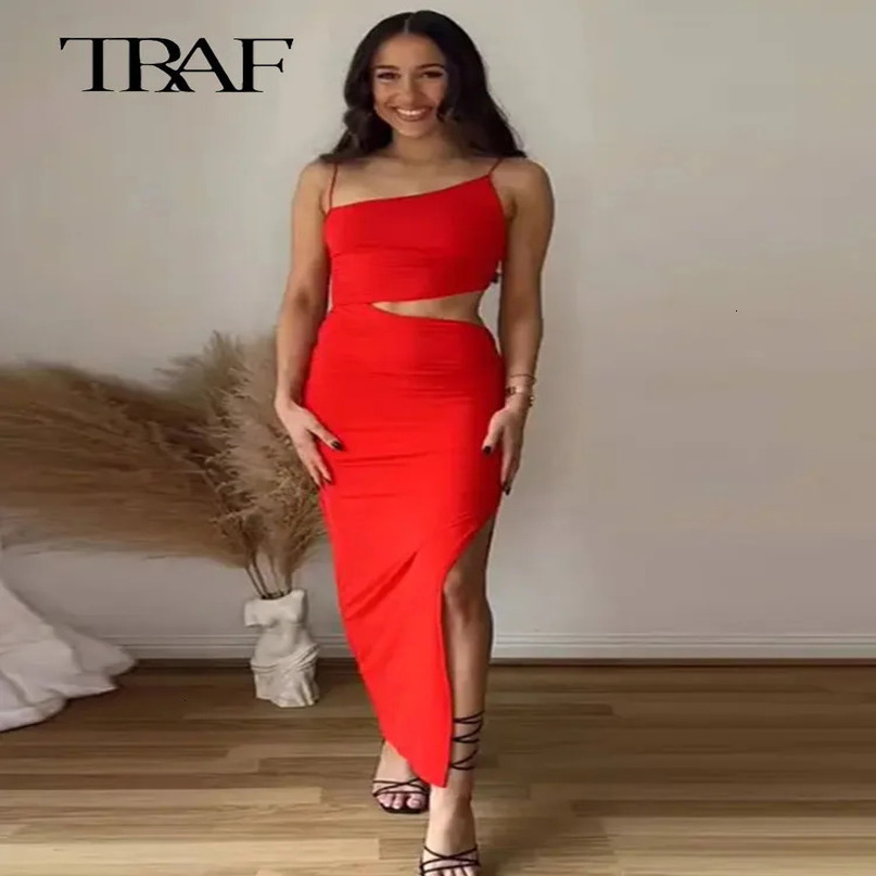 TRAF Cut Out Satin Dress Woman Print Long Dresses For Women Pleated Backless Sexy Party Summer Evening 240329