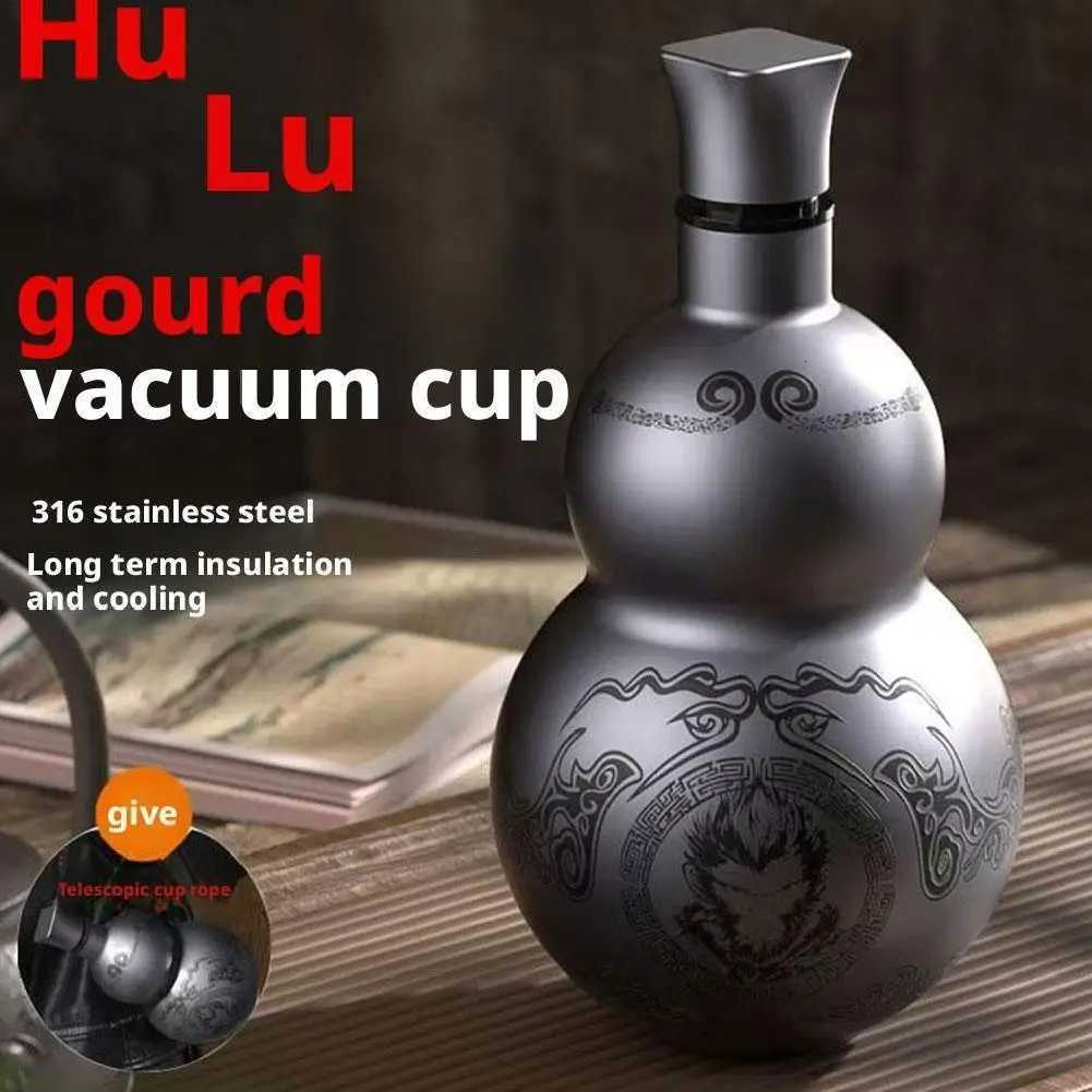 Portable Wukong Theme Gourd Style Water Bottle 304 Stainless Steel Thermal Insulation Cup Black Game Cosplay Lanyard Outdoor C251011 W260226