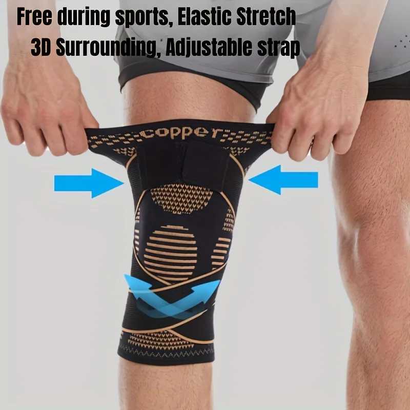 1Pcs Sports Copper Ion Strap Knee Pads Nonslip Knitted Nylon Knee Pads Fitness Jump Rope Basketball Running Gear Men Women C251011