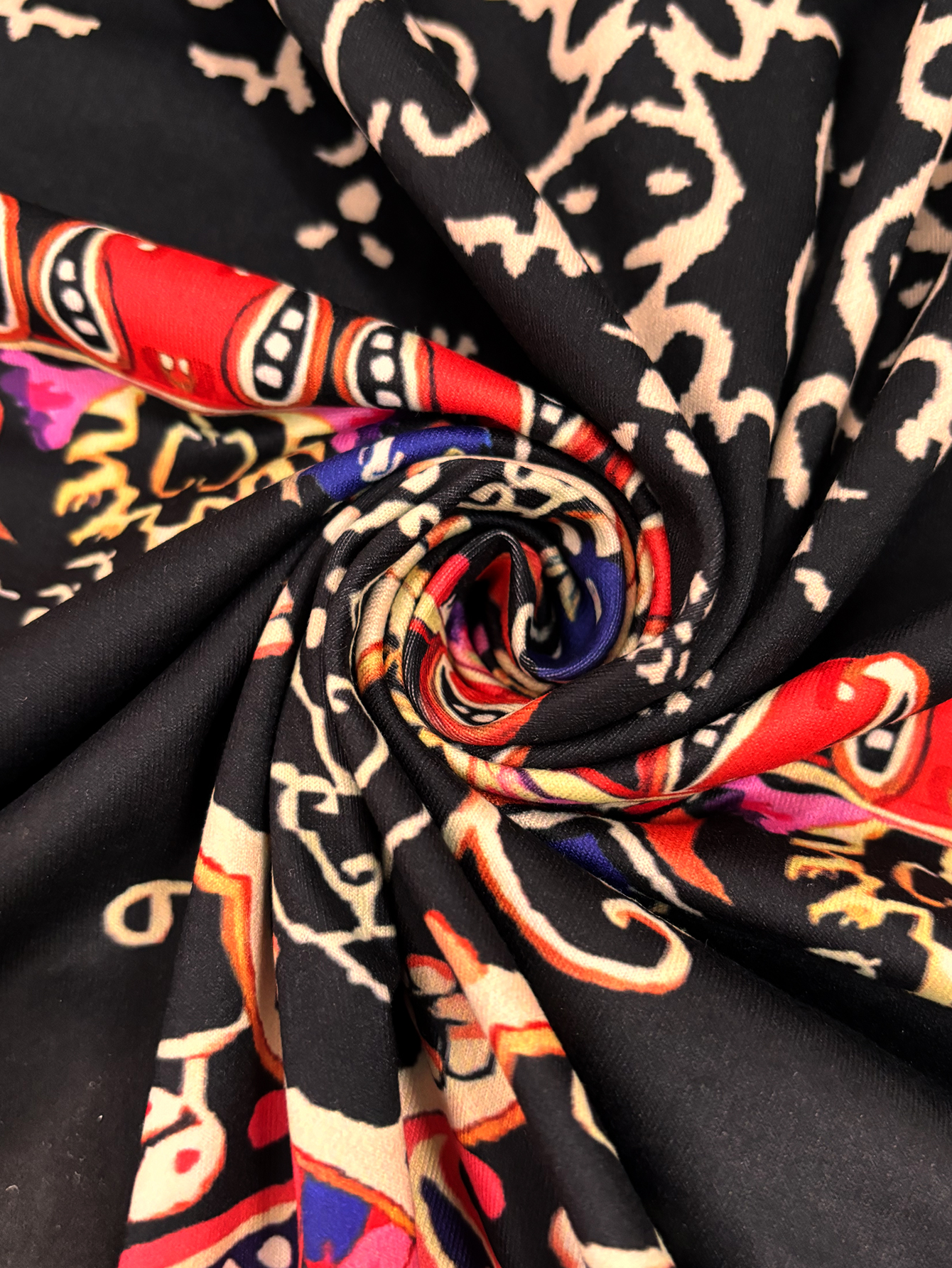 Women's Autumn Winter New Floral Printed Maxi Dress - Casual Versatile Vacation Round - Neck Long - Sleeve Black Dress-CF56282