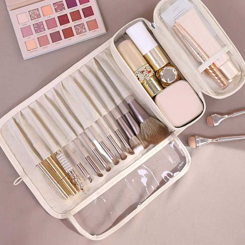 New PU Leather Makeup Bag Outdoor Travel Folding Cosmetic B Organizer Pencil Storage Waterproof Makeup Toiletry Bag D251011