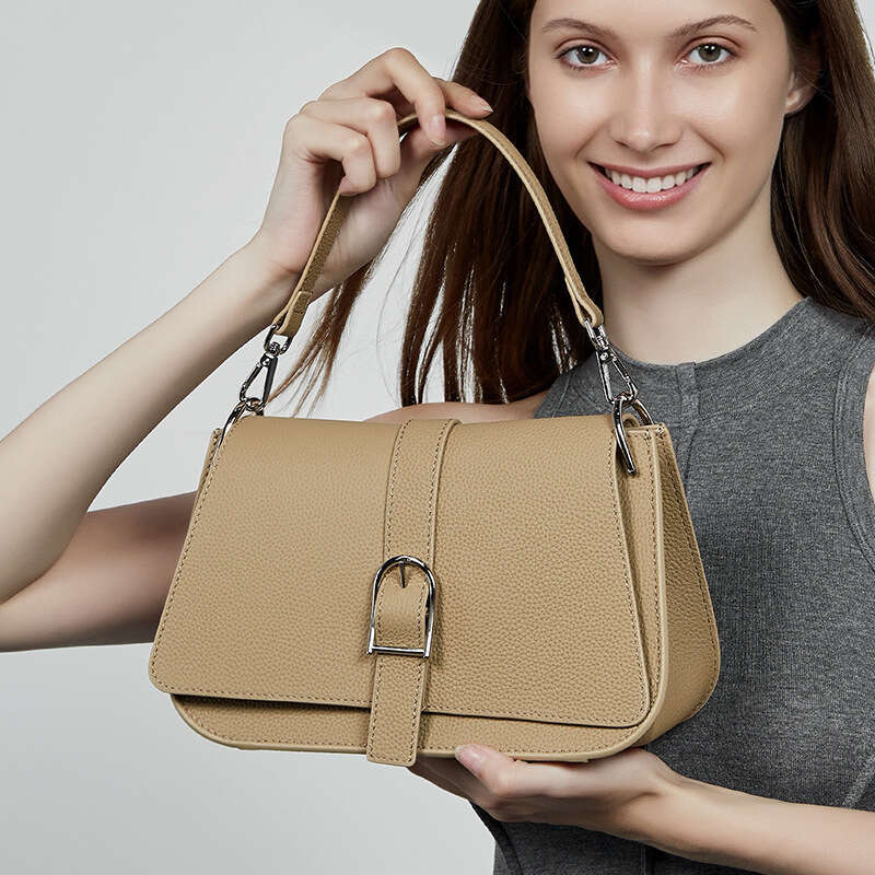 Luxury bag New Genuine Leather Women s Mom Ladies Commuter Simple Handbag Crossbody Saddle Bag